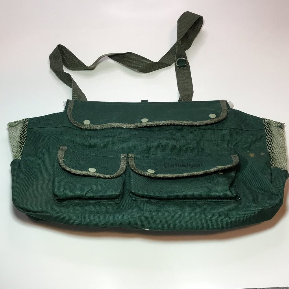 DANIELSON Fish Creel Bag Green Nylon Tackle Shoulder Spring Hinge 15x10x3 EXTRAS